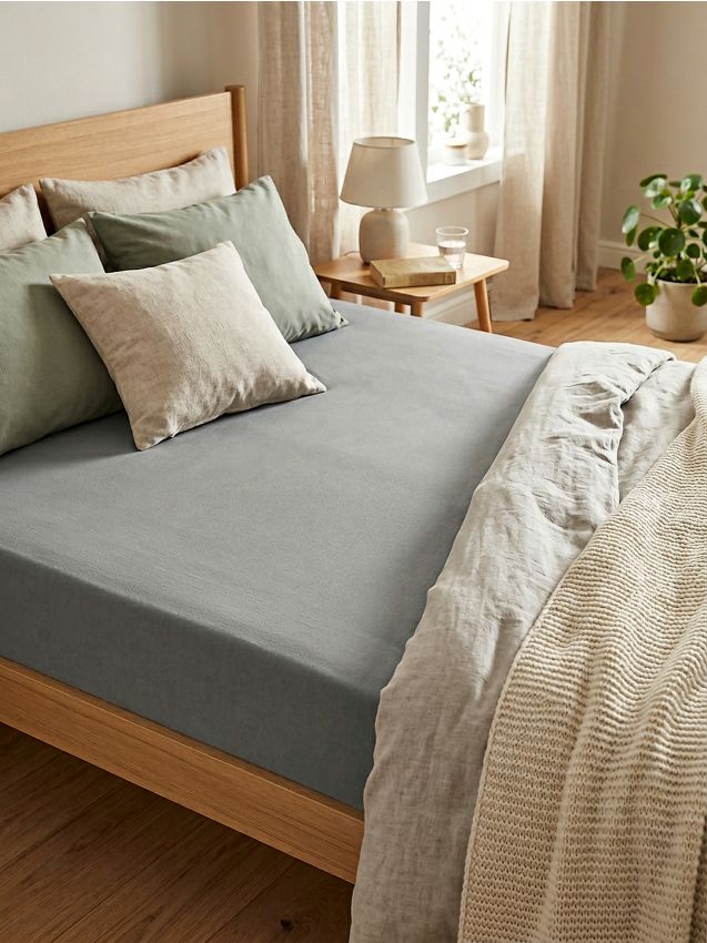 Sinsay - Lenjerie de pat din jerseu de bumbac, cu bandă elastică - gri-închis