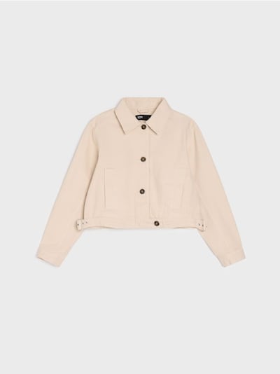 Късо дънково яке с регулируема ширина