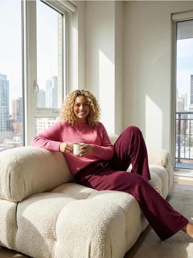 Sinsay - Pantaloni wide leg cu amestec de viscoză Plus size - bordo
