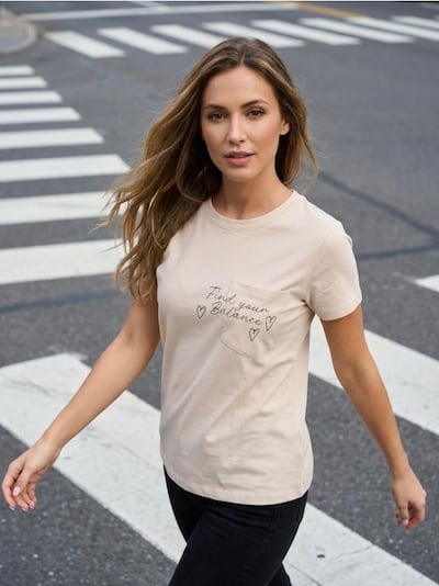 Baumwoll T-shirt mit stickerei