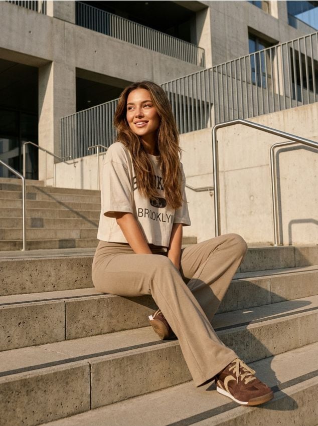 Sinsay - Pantaloni flare - cafeniu