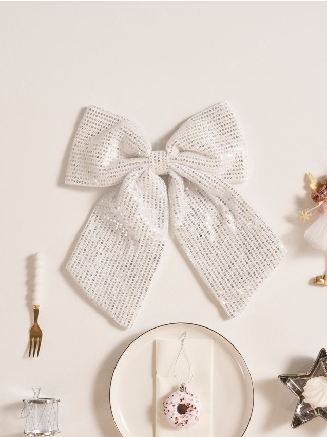 Sinsay - Dekoratívna mašľa s flitrami - strieborná