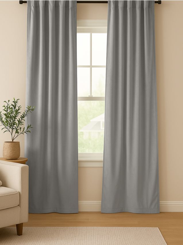 Sinsay - Zamatová záclona na páske - stredne sivá