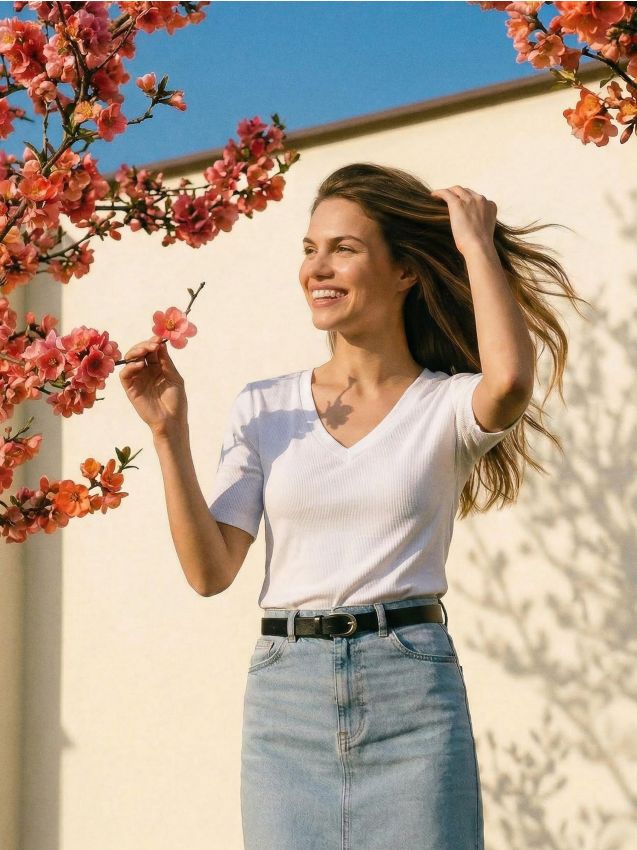 Sinsay - Tricou cu decolteu în „V” - alb