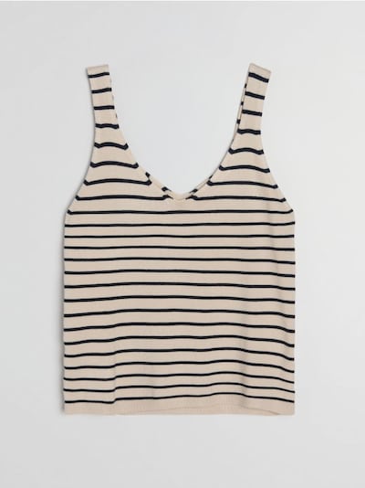 Swetrowy top w paski z wiskozą