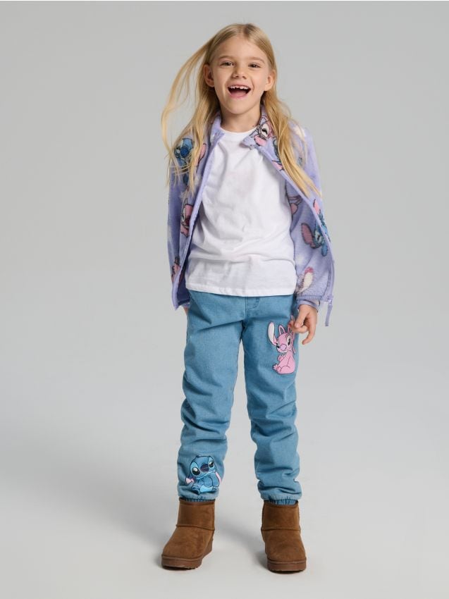 Sinsay - Blugi jogger Stitch - albastru
