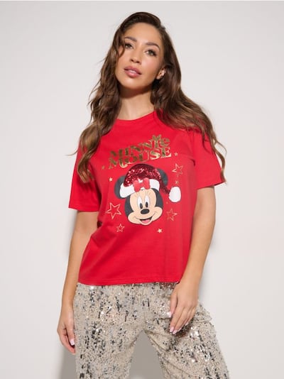 Βαμβακερό μπλουζάκι με στάμπα Mickey Mouse