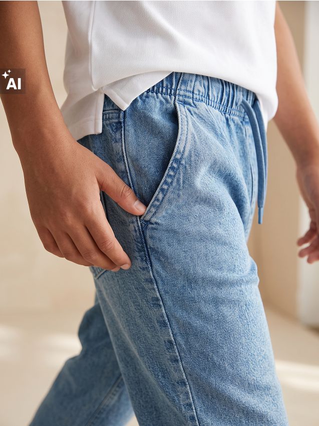 Sinsay - Blugi jogger oversize din bumbac - albastru