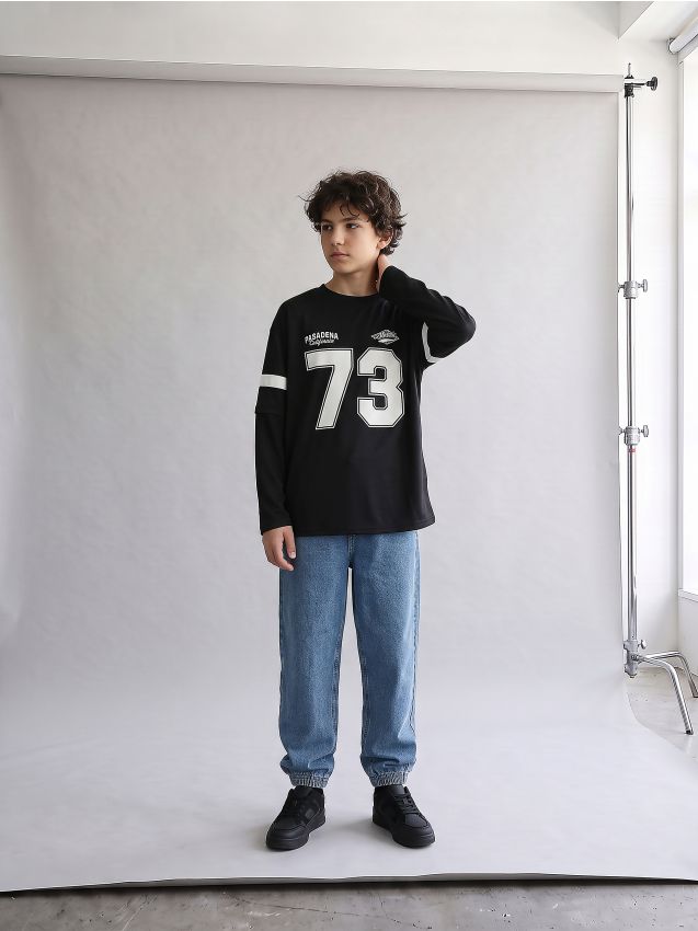 Sinsay - Blugi jogger oversize din bumbac - albastru