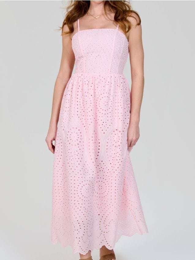Bawełniana ażurowa sukienka midi - SINSAY