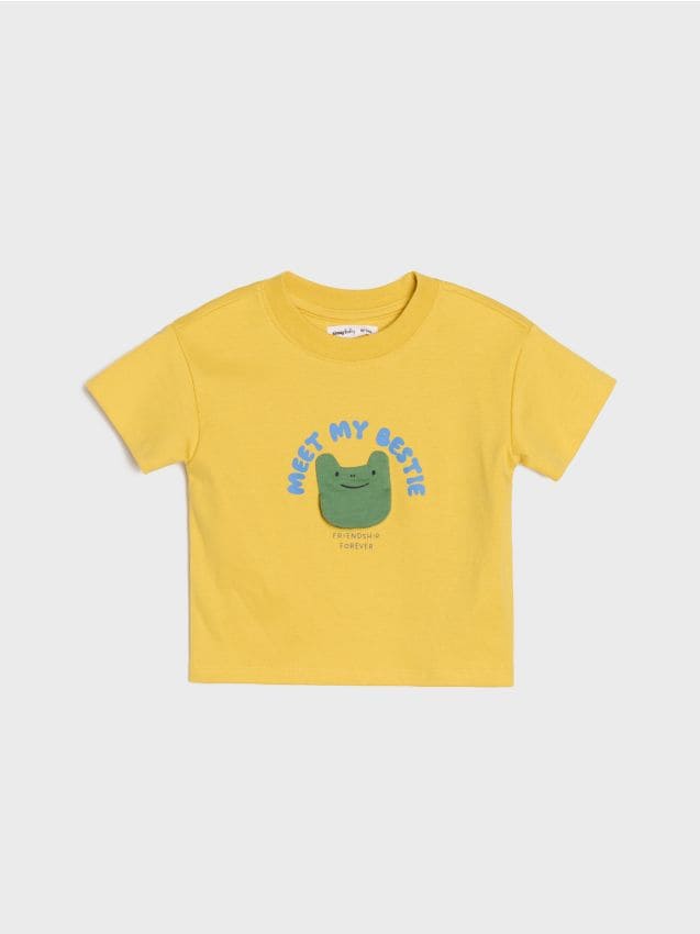 Sinsay - Tricou din bumbac - galben-muștar