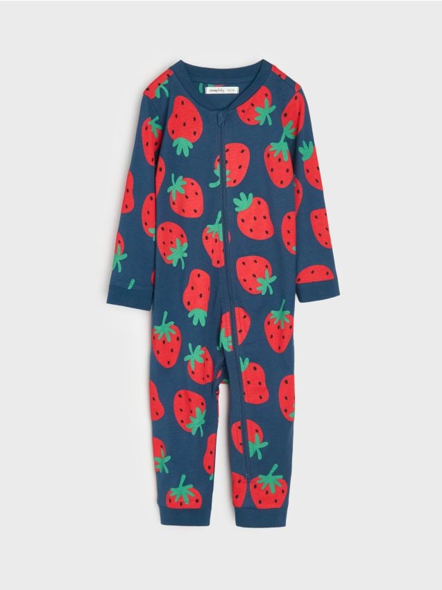 Sinsay - Salopetă din bumbac cu motiv de căpșuni - bleumarin