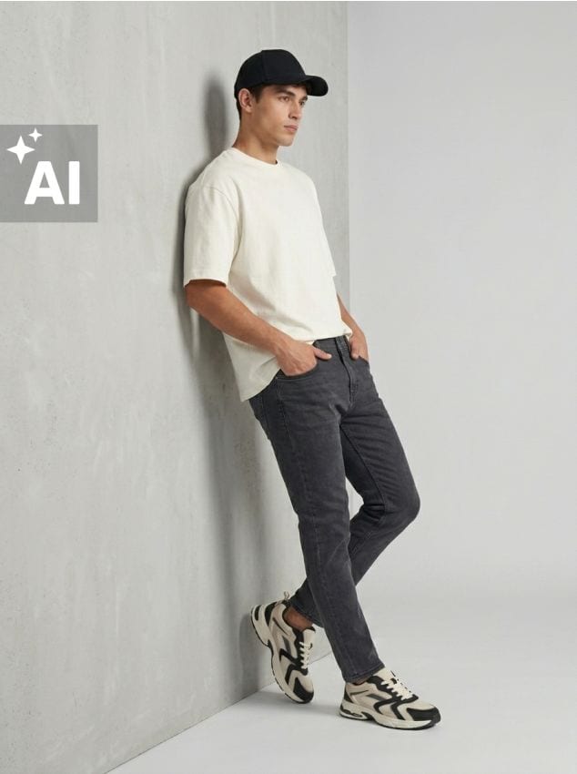 Sinsay - Blugi slim fit cu efect de spălare - negru