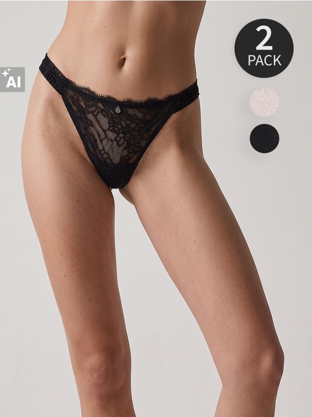 Sinsay - String gaćice s čipkom 2 pack