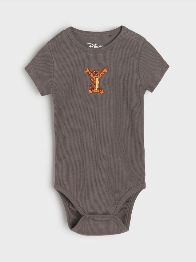 Sinsay - Body tricotat cu broderie Winnie the Pooh - gri-închis