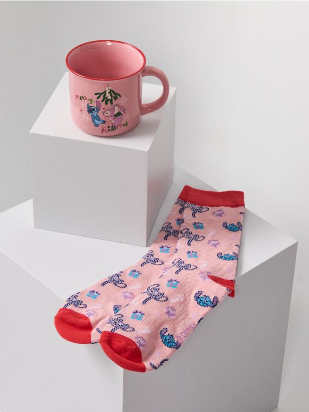 Sinsay - Vianočný darčekový set: hrnček a ponožky Stitch - viacfarebná