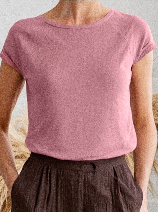 Sinsay - Tricou cu mânecă scurtă - roz-pudră