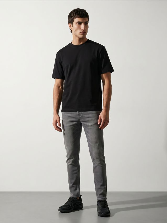 Sinsay - Blugi slim fit cu efect de spălare - gri