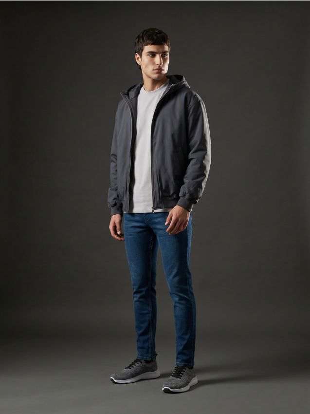 Sinsay - Blugi slim fit cu efect de spălare - albastru metalizat