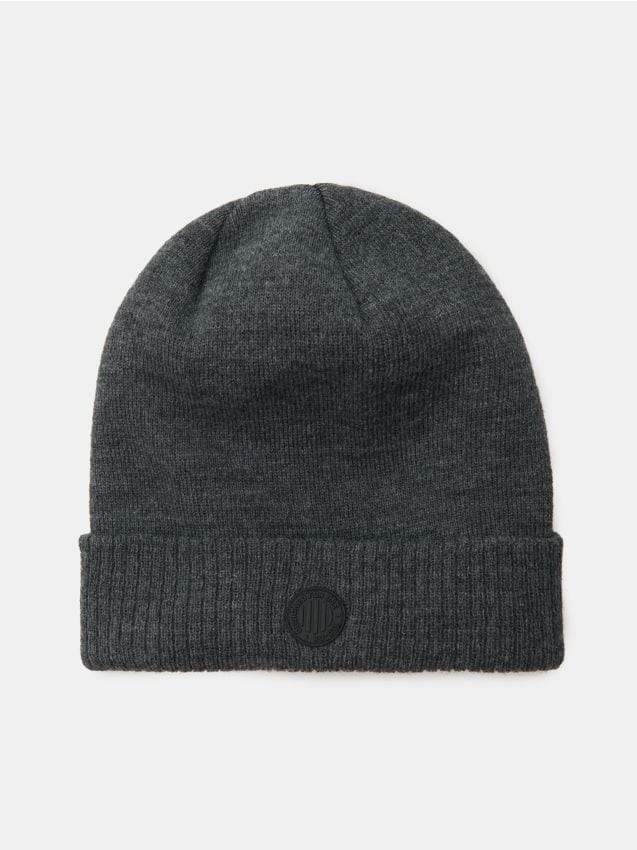 Sinsay - Căciulă beanie cu aplicație cusută - gri-neutru