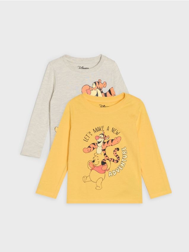 Sinsay - Tricouri din bumbac cu imprimeu Winnie the Pooh 2 pack - galben-pal