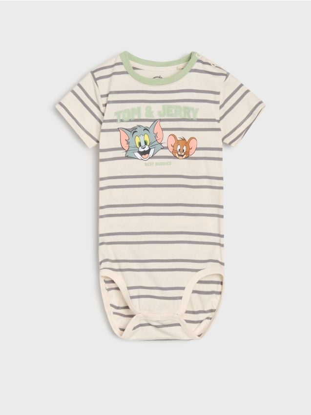Sinsay - Body niemowlęce Tom and Jerry - kremowy