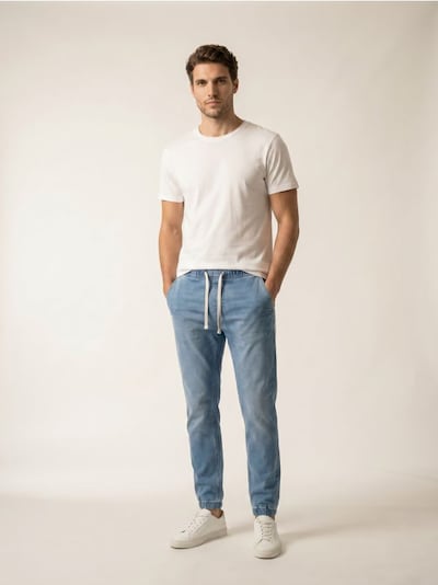Τζιν regular jogger με washed effect