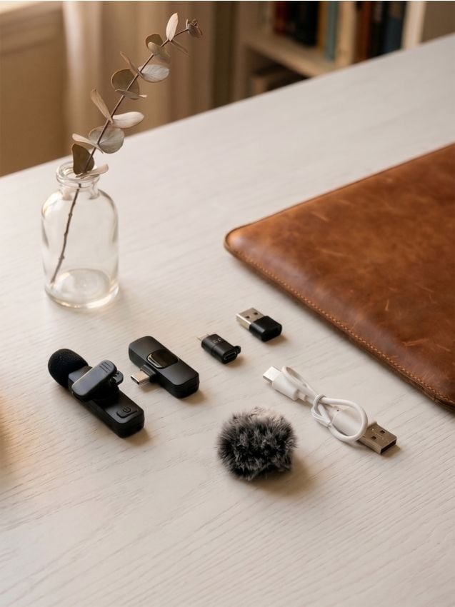 Microfono lavalier wireless con clip e riduzione del rumore 6 pack - nero