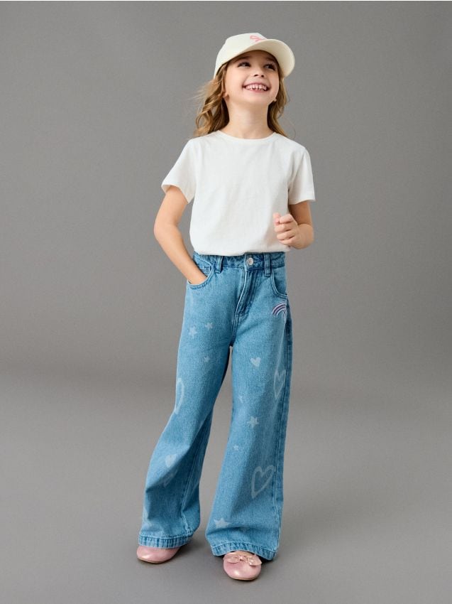 Sinsay - Blugi wide leg - albastru