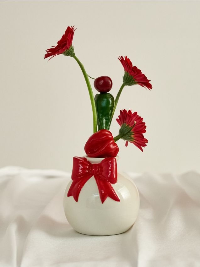 Sinsay - Vianočná váza s mašľou - biela