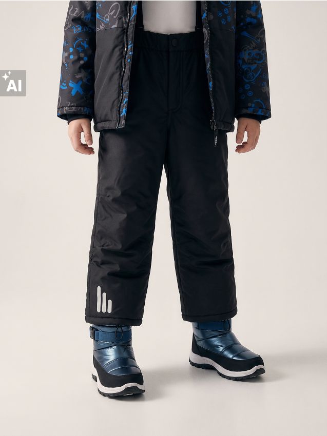 Sinsay - Pantaloni de schi cu bretele și elemente reflectorizante - negru