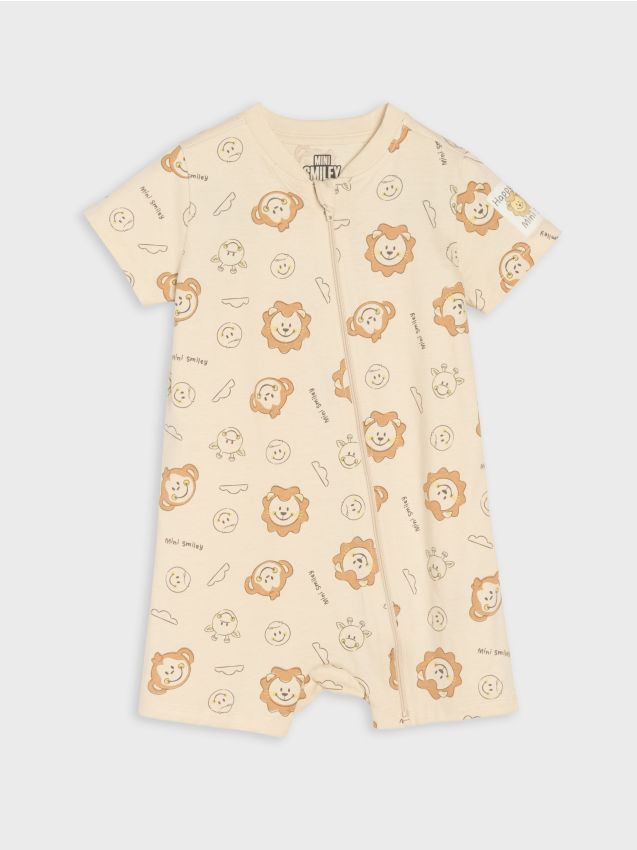 Sinsay - Salopetă din bumbac cu imprimeu Mini Smiley - bej