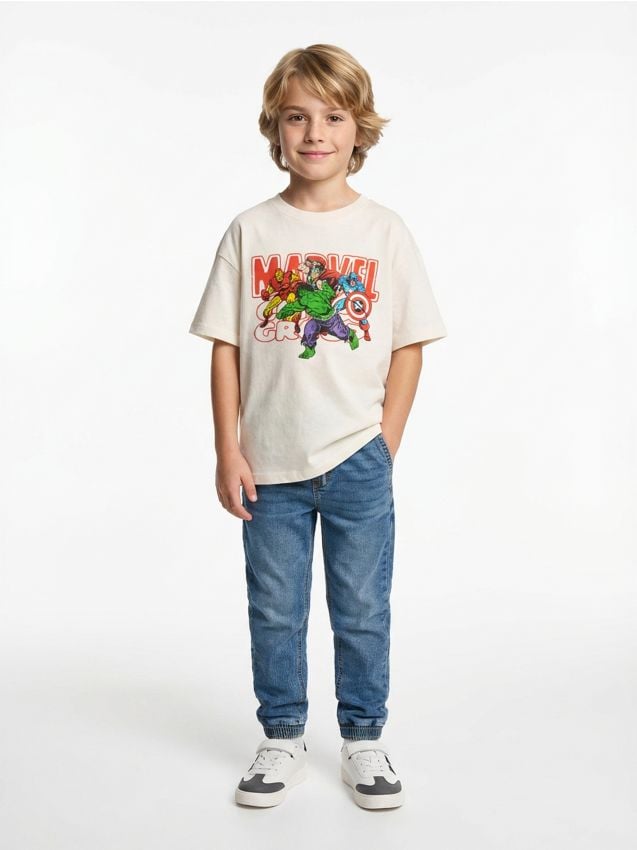 Sinsay - Tricou din bumbac cu mânecă scurtă Marvel - crem