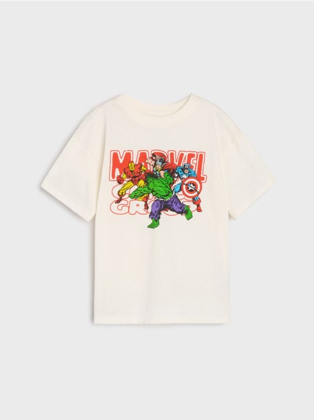 Sinsay - Tricou din bumbac cu mânecă scurtă Marvel - crem
