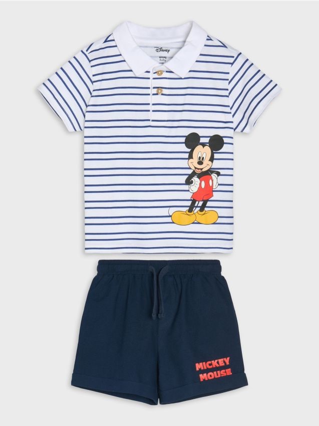 Sinsay - Compleu cu tricou și pantaloni scurți Mickey Mouse - alb
