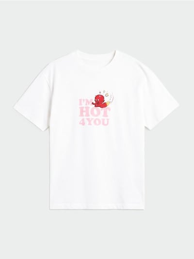 Bawełniana koszulka z nadrukiem na plecach Hot Stuff