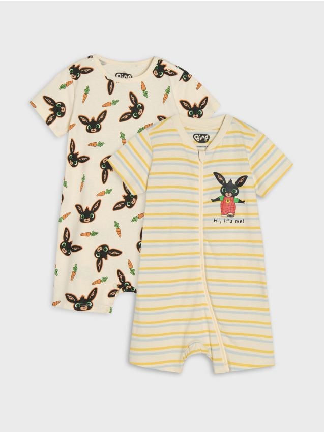 Sinsay - Set de 2 body-rampers pentru bebeluși Bing - crem