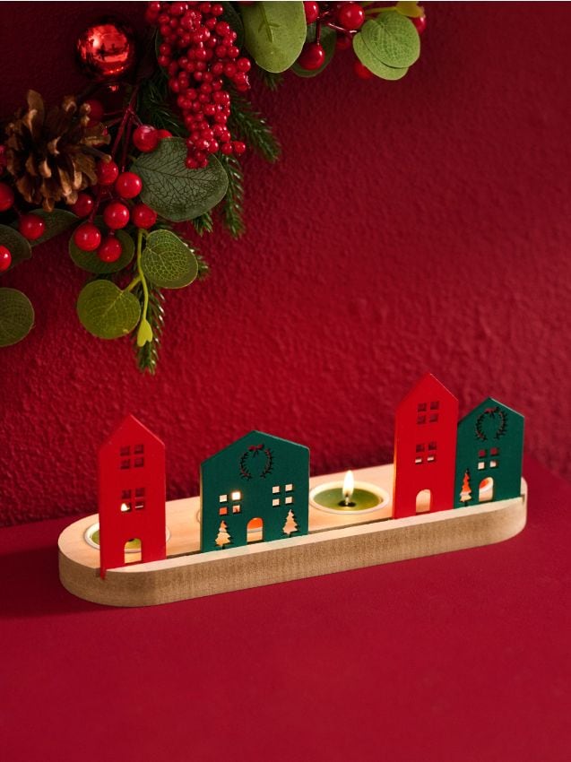 Sinsay - Svietnik s vianočným motívom domčekov - viacfarebná