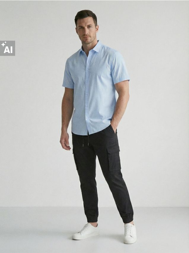 Sinsay - Pantaloni jogger cargo - negru