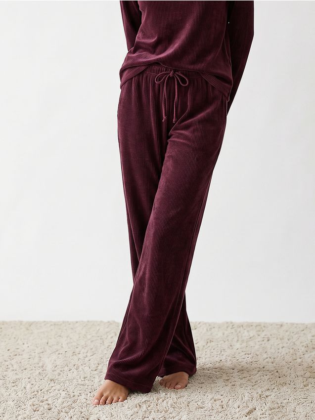 Sinsay - Pantaloni de pijama striați - bordo