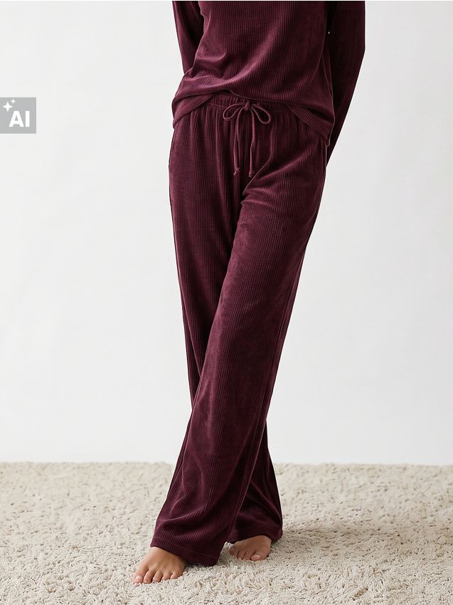 Sinsay - Pantaloni de pijama striați - bordo