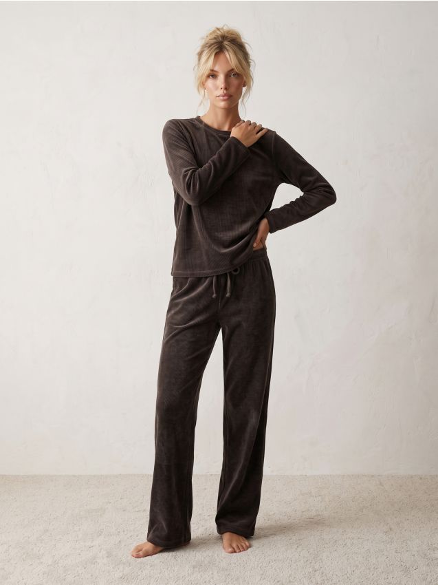 Sinsay - Pantaloni de pijama striați - maro