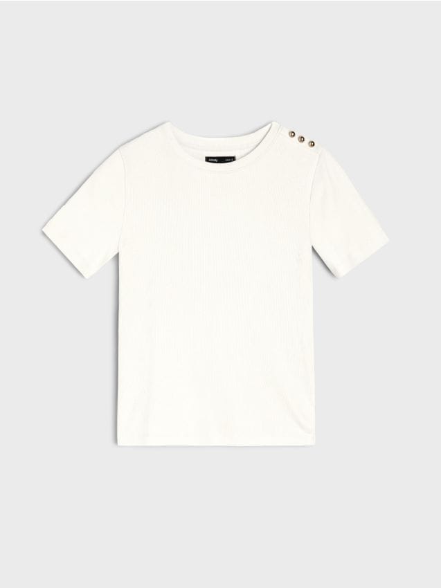 Sinsay - Tricou cu mânecă scurtă - crem