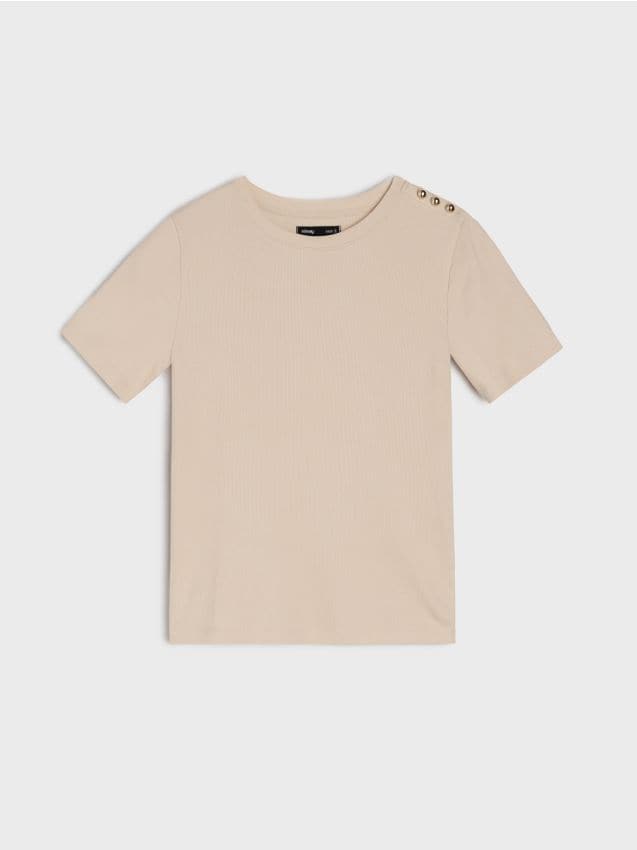 Sinsay - Tričko s krátkym rukávom - béžová