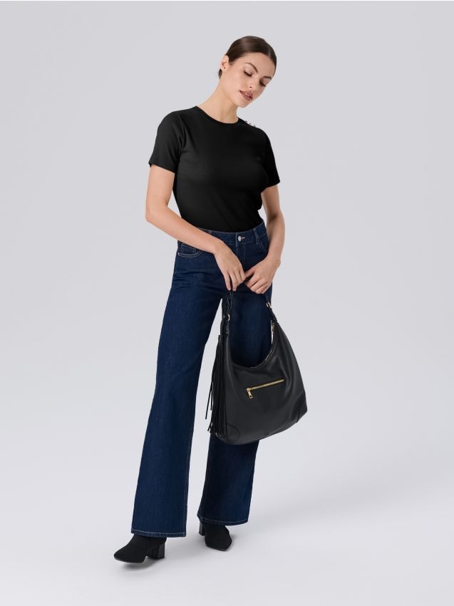 Sinsay - Tricou cu mânecă scurtă - negru