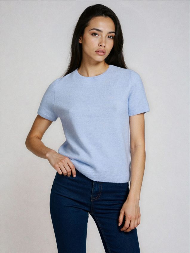 Sinsay - Bluză tip pulover cu amestec de lână - albastru-pal