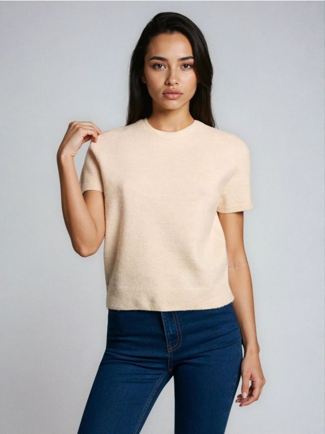 Sinsay - Sveterová blúzka s prímesou vlny - béžová
