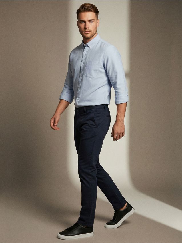 Sinsay - Pantaloni chino slim - bleumarin