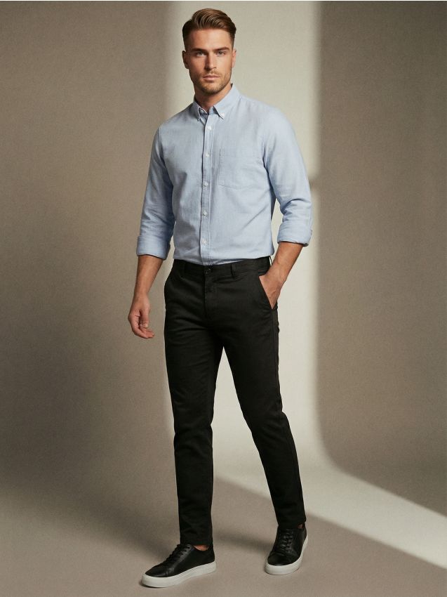 Sinsay - Spodnie chino slim - czarny