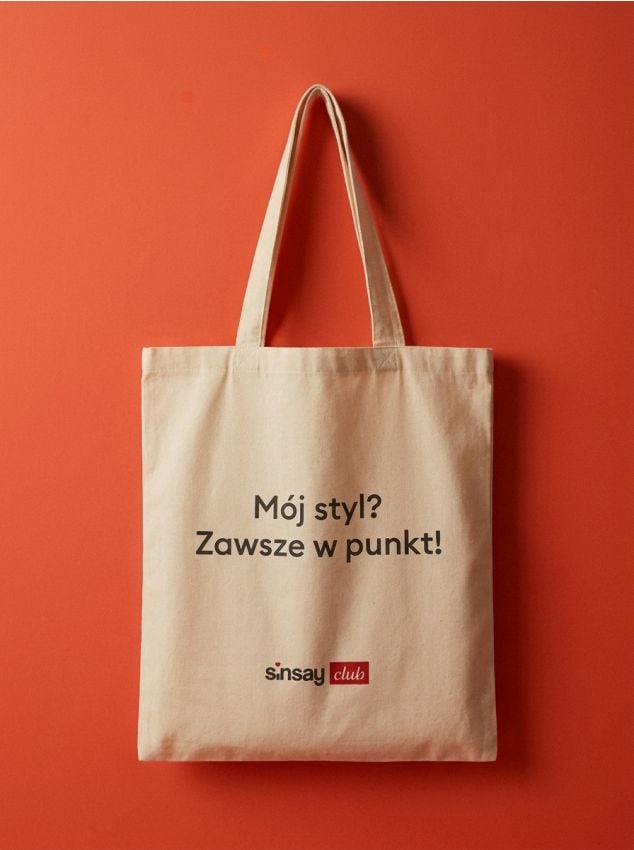 Sinsay - Materiałowa torba shopper z napisem 